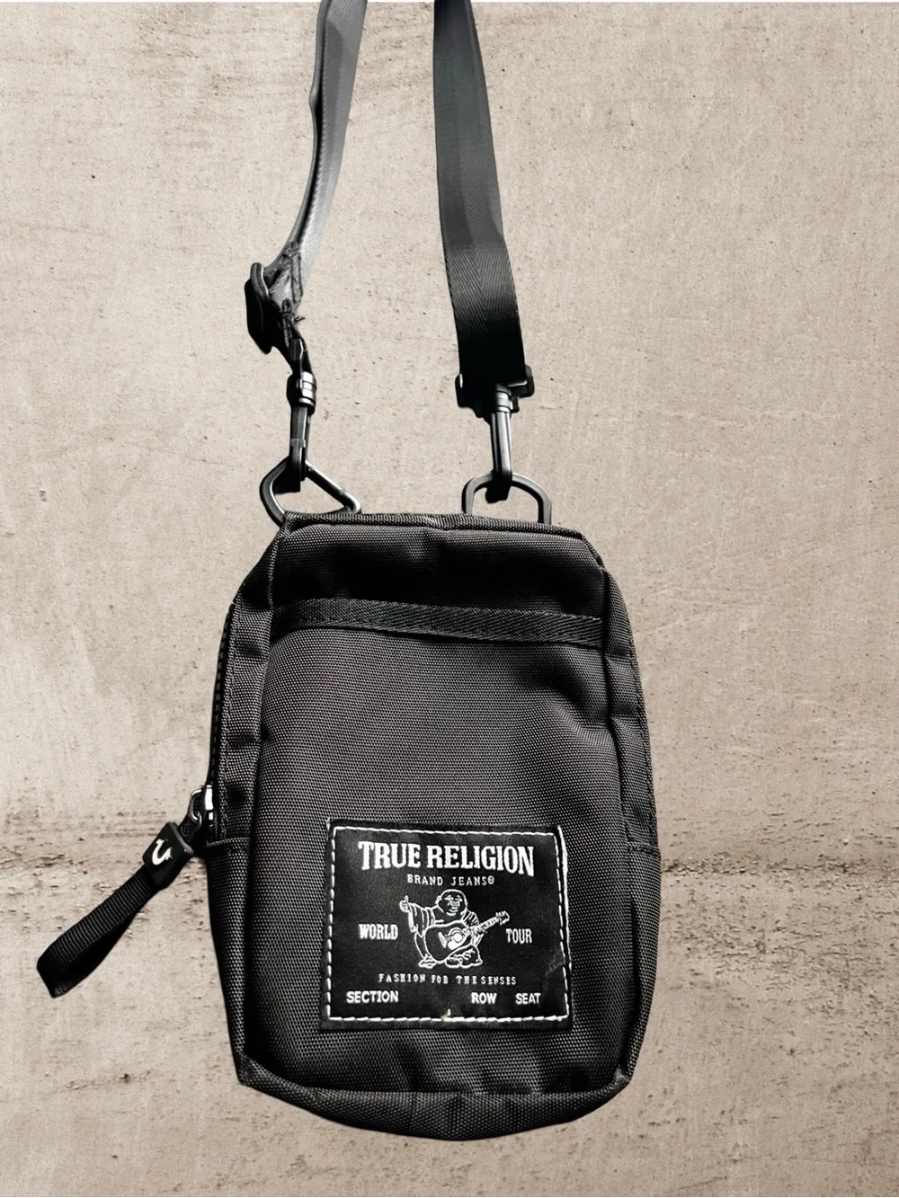 True Religion Yeta 2.0 Black Nylon Crossbody Sling Bag